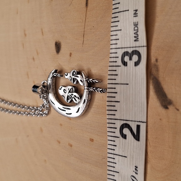 Moon & Mushrooms Boho Silvery Pendant Necklace (new in package) - Picture 7 of 7